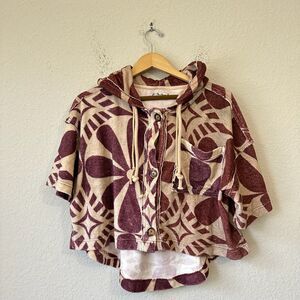 NWT WE THE FREE PEOPLE Terry Cardi Hoodie Pullover Button-Up in Terracotta